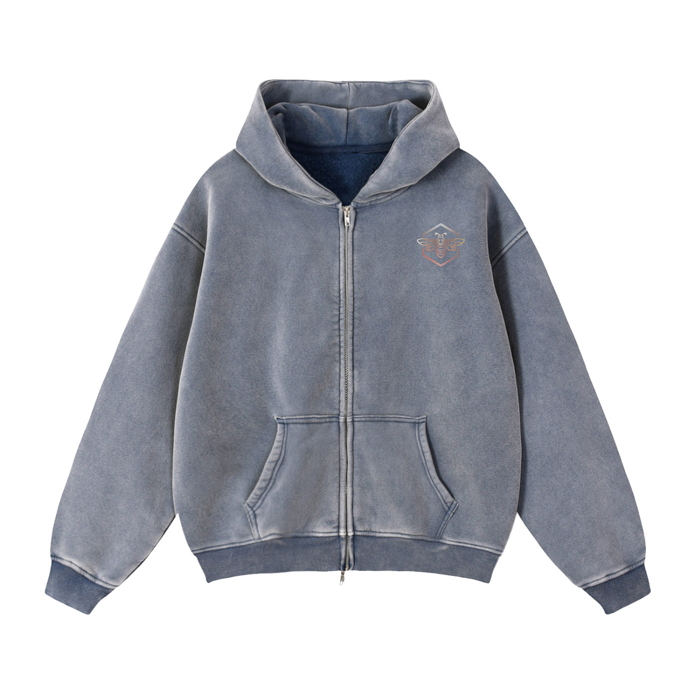 Melie Zip-Through Boxy Fleece Hoodie