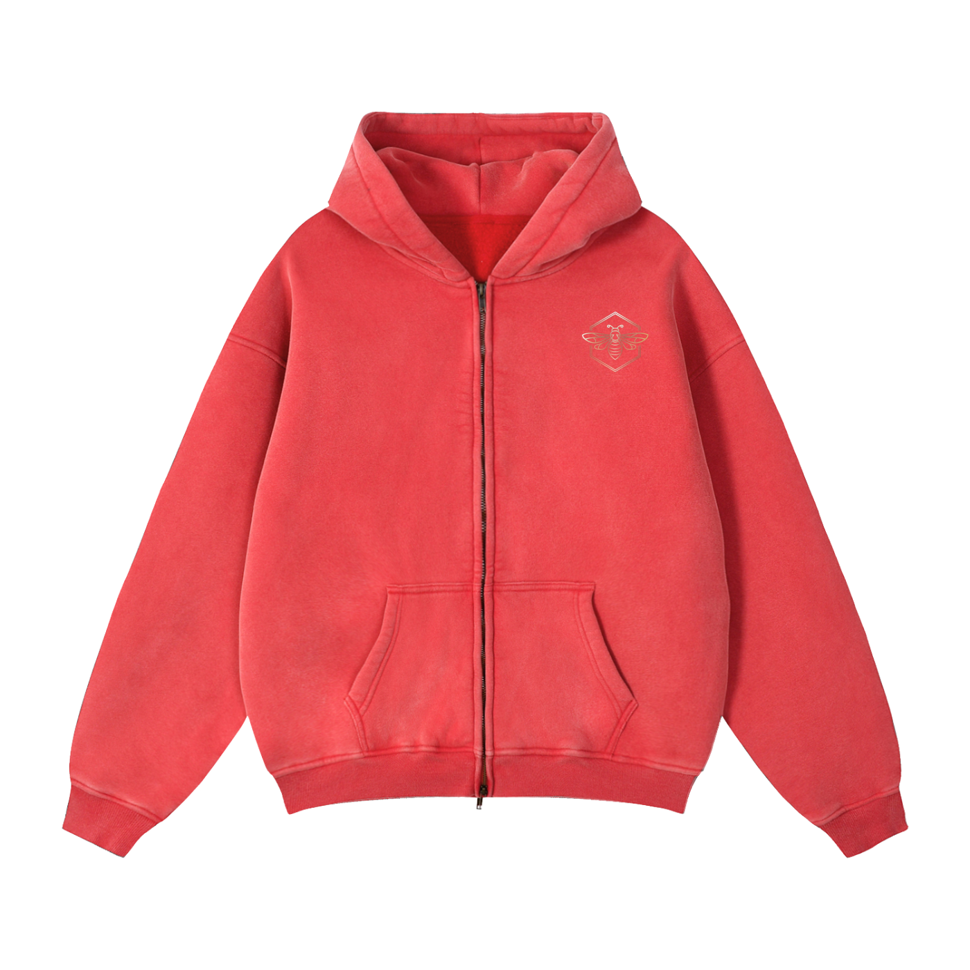 Melie Zip-Through Boxy Fleece Hoodie