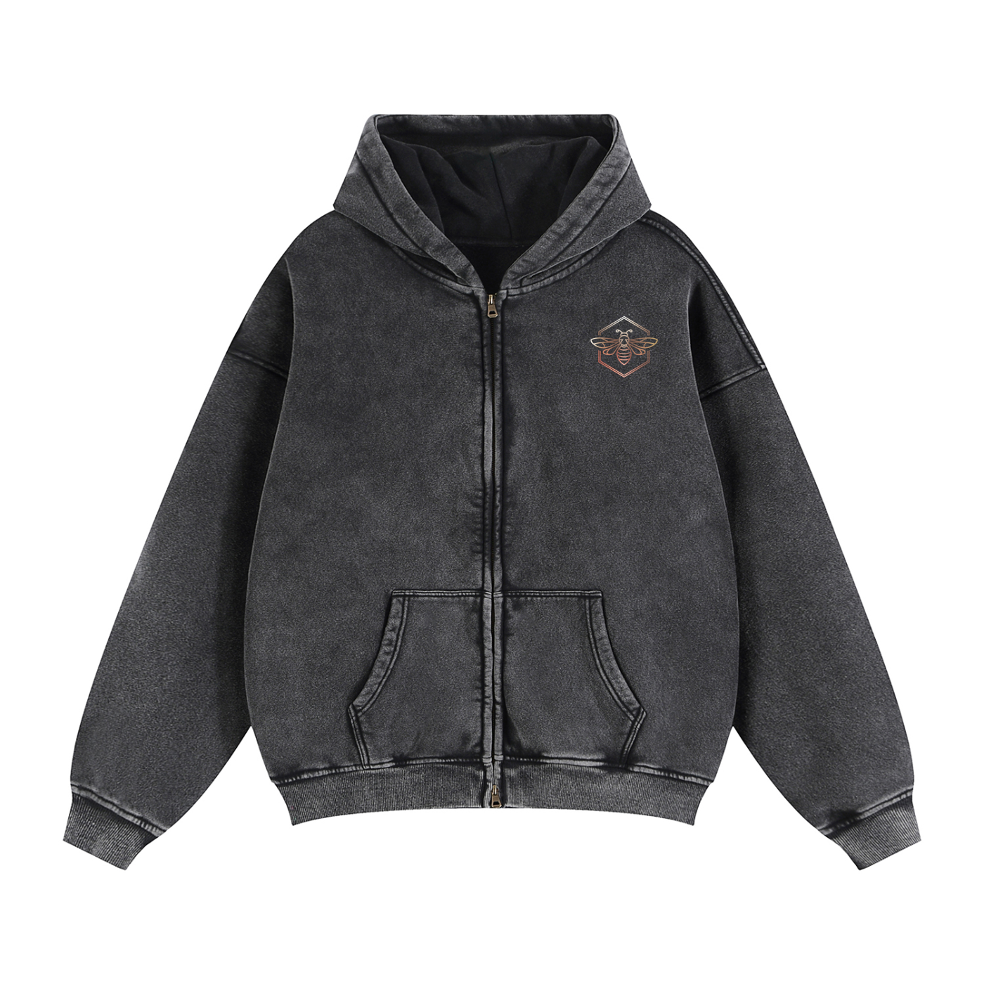 Melie Zip-Through Boxy Fleece Hoodie