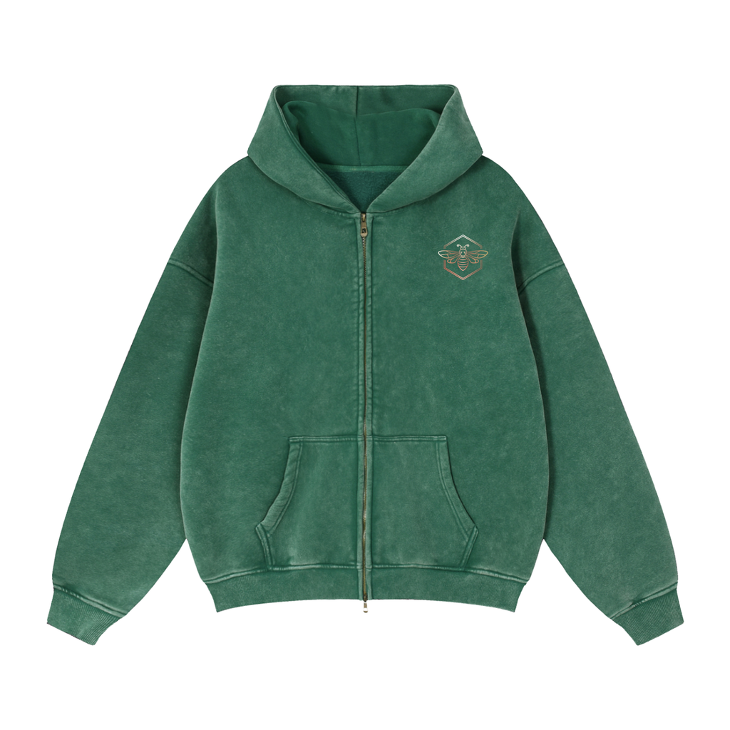 Melie Zip-Through Boxy Fleece Hoodie